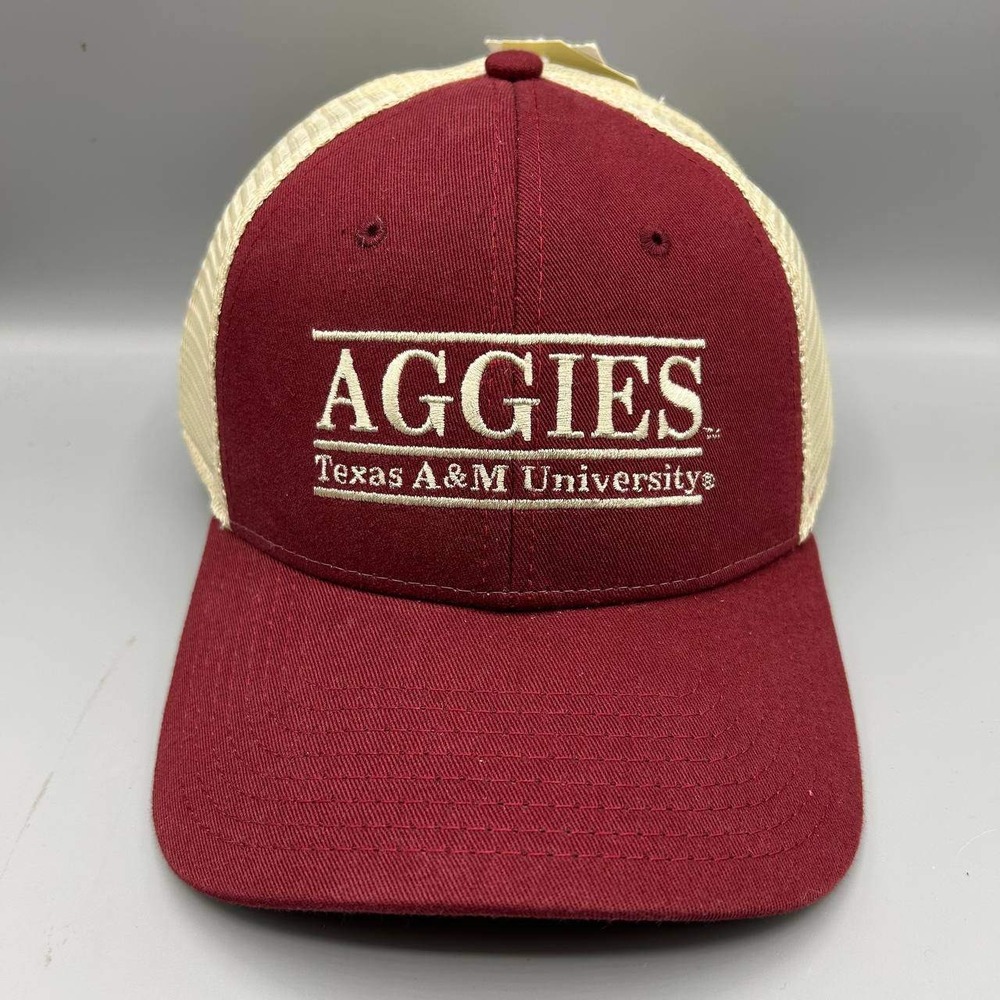 Texas A&M Aggies Trucker Hat Men Red Beige The Game Snap Back Cap New